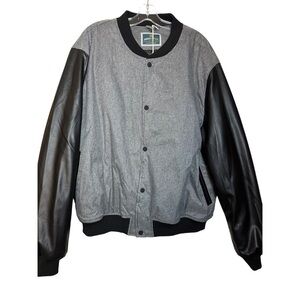 Urban Heritage Varsity Bomber Insulated Jacket with Faux Leather Sleeves